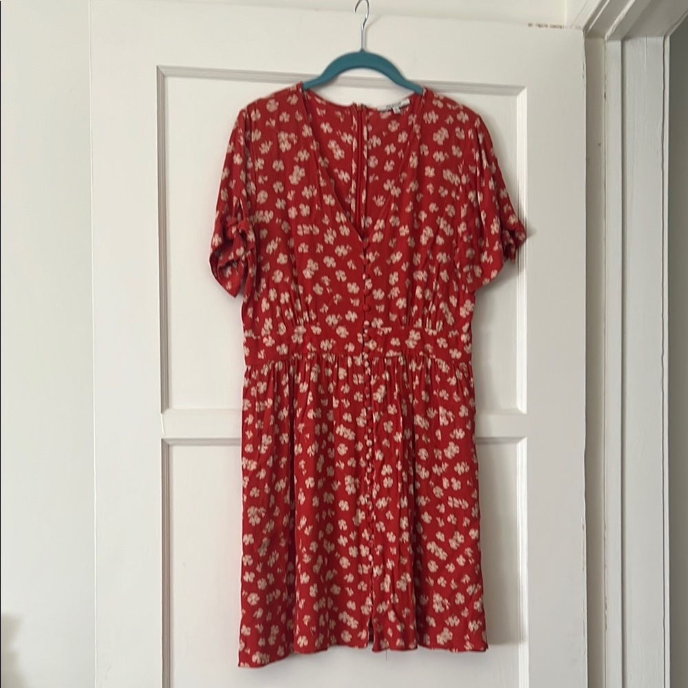 Orange- Red Madewell Floral Dress